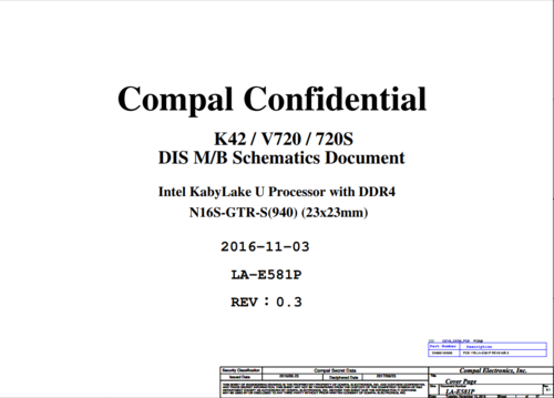 More information about "Lenovo IdeaPad 720S-14IKB  Compal LA-E581P  Schematic.PDF and BoardView.PDF"