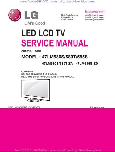 More information about "LG 47LM580S Chassis LD21B на модели 47LM580S, 47LM580T, 47LM585SZA 47LM585SZD Service Manual, schematic"