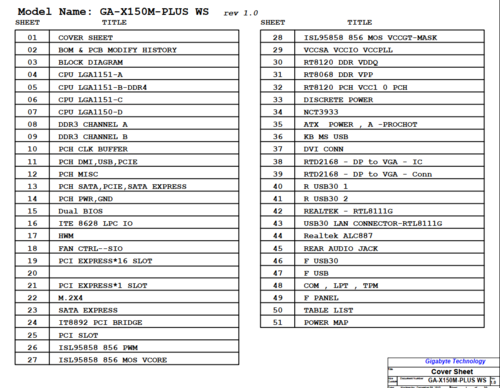 More information about "Gigabyte GA-X150M-PLUS WS Rev 1.0 Schematic.PDF and BoardView.TVW"